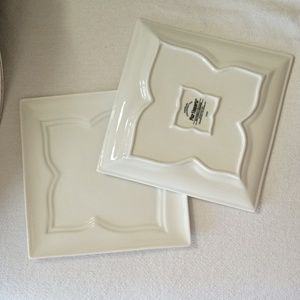 Set of Two (2) Pier 1 Imports Porcelain BUTTERFLY SQUARE Plates